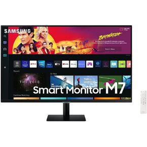 SAMSUNG 32" M70B Series 4K UHD USB-C Smart Monitor & Streaming TV, 4ms, 60Hz, HDR10, Wireless Display, Gaming and IoT Hubs, Alexa Built in, 2022, LS32BM702UNXGO, Black