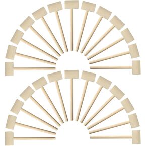 MGTECH 36 Pieces Mini Wooden Toy Hammers for Kids, Natural Wood Crab Seafood Mallets