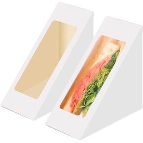 Kraft Sandwich Packaging Boxes 50 Pcs Sandwich Paper Boxes,Take Out Food Containers,Toast Holding Bread Tray,Mini Burger Boxes for Restaurant, Picnic and Party