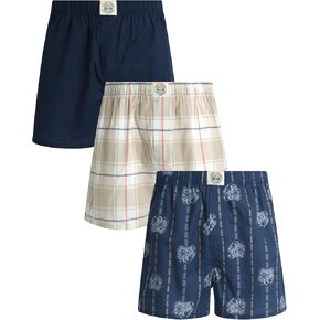 Lucky Brand Men's Underwear - Classic Woven Boxers with Functional Fly (3 Pack), Size X-Large, PlaidMood IndigoSea Angel