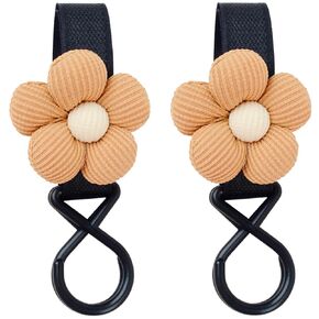 Stroller Hooks,Stroller Bag Hook,Stroller Straps Clips for Hanging Bags and Shopping,Stroller Accessories (Beige, 2pcs)