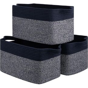 Storage Baskets for Organizing, Decorative Woven Baskets for Shelves, Cotton Rope Storage Cube Bins for Toys, Books, and Towels-15''Lx10''Wx9''H-3 Packs, White