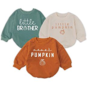 3Pcs Little Pumpkin Baby Romper, Pumpkin Baby Outfit, Baby Pumpkin Bodysuit