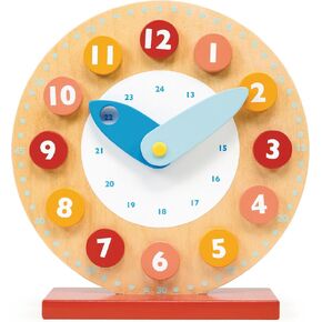 Mentari Toys - Teaching Clock - Wooden Toy for Learning The Time - Moving Hour and Minute Hands - Develop Time and Early Math Skills - Educational Toy for Toddlers and Preschoolers - Age 3+