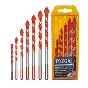 Carbide Drill bit Set Masonry bit Ultimate Punching Drill Bits Set Drill Bit Set Suitable for Glass/Brick/Plastic/Cement/Wood/Tile/Etc Orange（7Pcs）