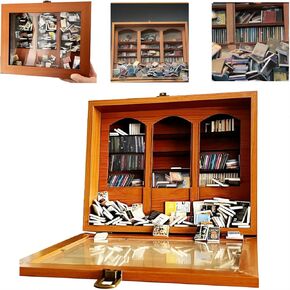 Anxiety Bookshelf Ornament, Shake Bookshelf Shake Away Your Anxiety, Gifts For Book Lovers, Miniature Book Library(with 200PCS Mini Books), For Home Room Living Room Office Decor Mini Bookshelf