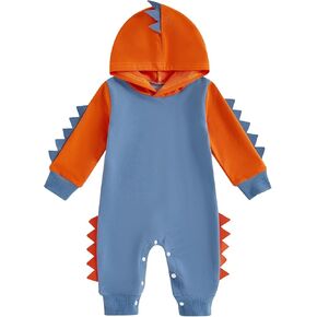 Newborn Baby Boys Rompers Hoodies Dinosaur Cartoon Infant Baby Kids Onesie Jumpsuit Outfits Unisex Clothes