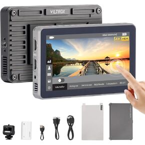 VILTROX DC-X2 6'' Touchscreen Full HD IPS Camera Monitor, 2000 nits 4K HDMI in/Out Video Field Monitor Kit with Sunshade Hood, 3D LUT, Waveform, Histogram & Vectorscope Tools, Black