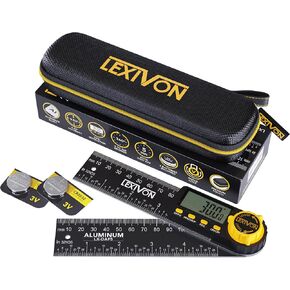 LEXIVON Aluminum Digital Angle Finder Gauge, 7-inch/180mm Multi-Purpose Protractor, Includes XL Display and Rugged Zippered Pouch (LX-DAF7)