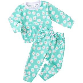 YOUNGER TREE Baby Girl Clothes Toddler Fall Winter Outfit Long Sleeve Floral Sweatsuit Top and Sweatpants Infant Clothing Set