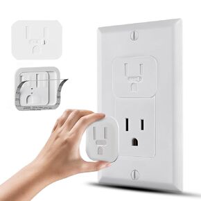 40Pcs Outlet Covers Baby Proofing Adhesive Baby Safety Plug Covers for Electrical Outlets Sliding-Lock Child Proof Outlet Cover Wall Socket Covers for Home, Kitchen (White)
