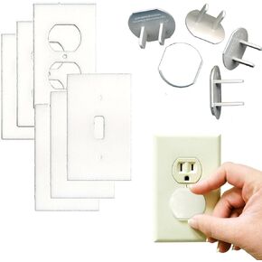 Electrical Outlet Safety Caps For Childproofing/Baby Cover Plugs and Draft Insulation Pack (16 Caps + 10 Gaskets)