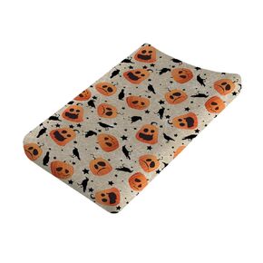Spooky Halloween Pumpkins Crows Baby Changing Pad Cover for Boy Girl 32''x16'' Fall Pumpkins Webs Unisex Fitted Diaper Change Table Sheets Comfort Soft Breathable Baby Nursery Changing Table Mats