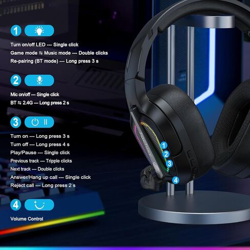 FC200 PC Gaming Headset for PS4, PS5, Switch, Xbox One, Mac, Noise Canceling Headphones with Microphone, Computer Headset with 3.5mm Jack & RGB Light in Saudi Arabia
