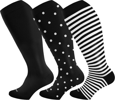 LEVSOX Wide Calf Compression Socks for Women & Men Plus Size Extra Large Size Support Socks for Nurses Running Pregnant Travel, 15-20 mmHg in Kuwait