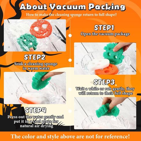 Baderke 3 Pcs Halloween Cleaning Sponges Cute Kitchen Scrub Sponges Ghost Pumpkin Sponge Temperature Sensitive Non Scratch Household Cleaning Sponges Scrubber for Dish Pots and Pans Dishwashing in Saudi Arabia