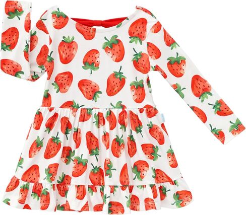 Baby Girl Bodysuit Dress Long Sleeve Romper Infant Outfit Skirt Cool One Piece Clothes, Viscose Made from Bamboo Rainbow 3-6 Months in Kuwait