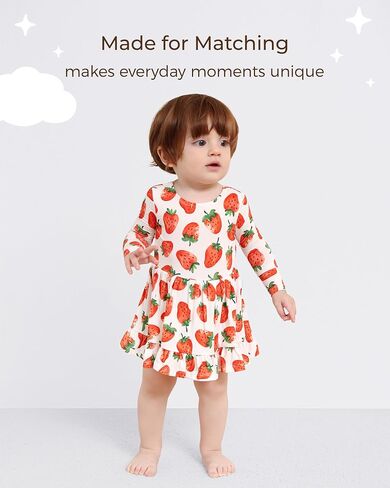 Baby Girl Bodysuit Dress Long Sleeve Romper Infant Outfit Skirt Cool One Piece Clothes, Viscose Made from Bamboo Rainbow 3-6 Months in Kuwait