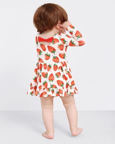 Baby Girl Bodysuit Dress Long Sleeve Romper Infant Outfit Skirt Cool One Piece Clothes, Viscose Made from Bamboo Rainbow 3-6 Months in Kuwait
