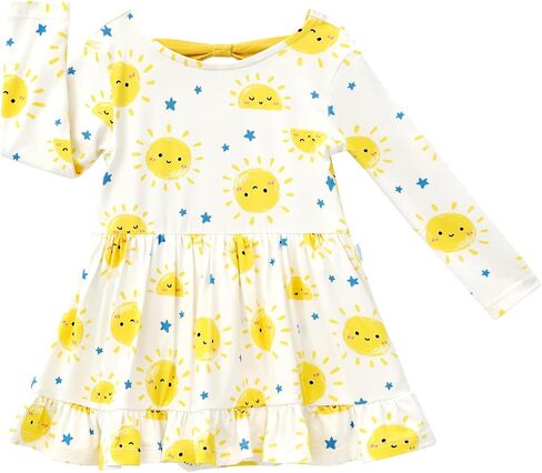 Baby Girl Bodysuit Dress Long Sleeve Romper Infant Outfit Skirt Cool One Piece Clothes, Viscose Made from Bamboo Rainbow 3-6 Months in Kuwait