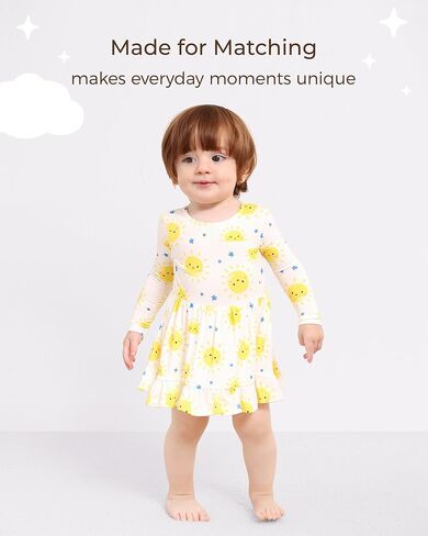 Baby Girl Bodysuit Dress Long Sleeve Romper Infant Outfit Skirt Cool One Piece Clothes, Viscose Made from Bamboo Rainbow 3-6 Months in Kuwait