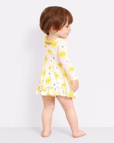 Baby Girl Bodysuit Dress Long Sleeve Romper Infant Outfit Skirt Cool One Piece Clothes, Viscose Made from Bamboo Rainbow 3-6 Months in Kuwait