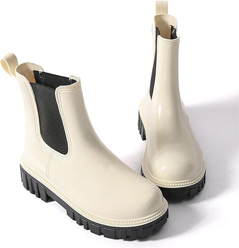 Harssidanzar Womens Ankle Rain Boots Waterproof Chelsea Boots,Anti-Slipping Rainboots and Garden Shoes for Ladies with Comfortable Insoles HL211US in Saudi Arabia