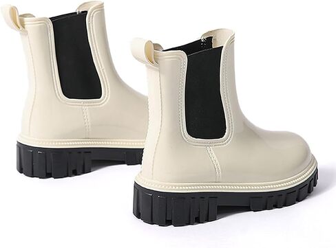 Harssidanzar Womens Ankle Rain Boots Waterproof Chelsea Boots,Anti-Slipping Rainboots and Garden Shoes for Ladies with Comfortable Insoles HL211US in Saudi Arabia