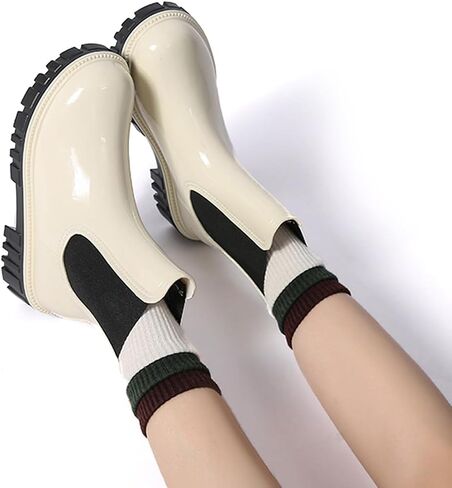 Harssidanzar Womens Ankle Rain Boots Waterproof Chelsea Boots,Anti-Slipping Rainboots and Garden Shoes for Ladies with Comfortable Insoles HL211US in Saudi Arabia