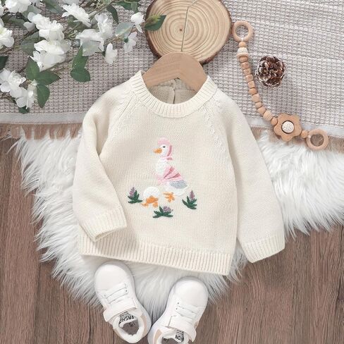 Toddler Baby Girl Boys Sweater Embroidery Long Sleeve Pullover Tops Knitted Sweatshirt Fall Winter Clothes in Kuwait