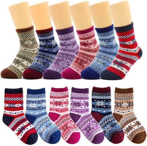 6 Pairs Kids Wool Socks Crew Boot Socks Toddler Boys Girls Winter Warm Cozy Thick Heavy Thermal Socks 1-3T in Saudi Arabia