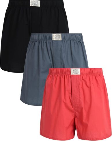 Lucky Brand Men's Underwear - Classic Woven Boxers with Functional Fly (3 Pack), Size X-Large, PlaidMood IndigoSea Angel in Saudi Arabia
