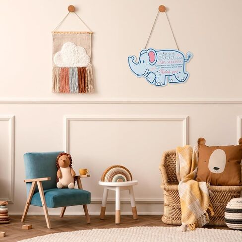 Baby Sleeping Sign, Shhh Baby Sleeping Door Sign Wooden Baby Sleeping Sign Plaque with Rope Do not Ring Doorbell Sign for Kids Room Outside Porch Decor (Elephant) in Saudi Arabia