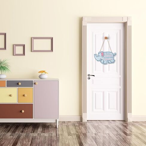 Baby Sleeping Sign, Shhh Baby Sleeping Door Sign Wooden Baby Sleeping Sign Plaque with Rope Do not Ring Doorbell Sign for Kids Room Outside Porch Decor (Elephant) in Saudi Arabia