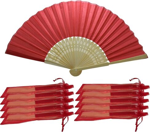 FANSOF.FANS SHF05 Mauve (Mallow) Purple Lilac Pack of 10 Wholesale Silk Fabric Hand Fan Bamboo Ribs Wedding Party Favour in Saudi Arabia