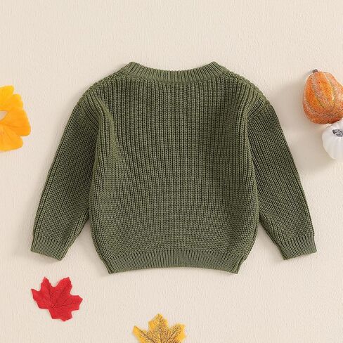 Ayalinggo Baby Boy Girl Thanksgiving Sweater Turkey Embroidery Long Sleeve Crew Neck Pullover Tops for Fall Winter in Saudi Arabia