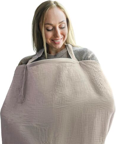 Nilsa 5-in-1 Muslin Nursing Cover up for Breastfeeding & Baby Car Seat Cover - Breathable Breastfeeding Cover With Rigid Hoop - 100% Cotton Privacy Apron Breast Feeding Covers For Women (Mint green) in Saudi Arabia