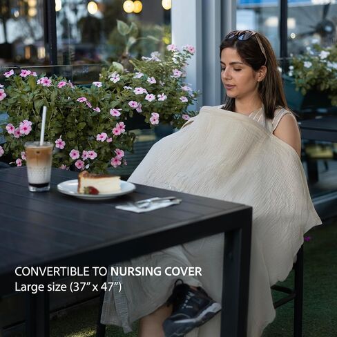 Nilsa 5-in-1 Muslin Nursing Cover up for Breastfeeding & Baby Car Seat Cover - Breathable Breastfeeding Cover With Rigid Hoop - 100% Cotton Privacy Apron Breast Feeding Covers For Women (Mint green) in Saudi Arabia