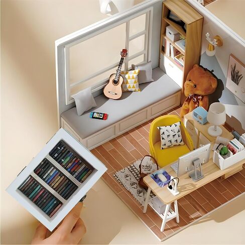 Anxiety Bookshelf Ornament, Shake Bookshelf Shake Away Your Anxiety, Gifts For Book Lovers, Miniature Book Library(with 200PCS Mini Books), For Home Room Living Room Office Decor Mini Bookshelf in Saudi Arabia
