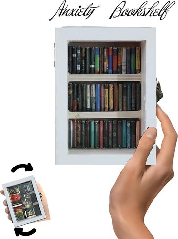 Anxiety Bookshelf Ornament, Shake Bookshelf Shake Away Your Anxiety, Gifts For Book Lovers, Miniature Book Library(with 200PCS Mini Books), For Home Room Living Room Office Decor Mini Bookshelf in Saudi Arabia