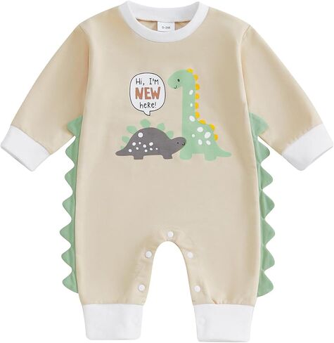 Newborn Baby Boys Rompers Hoodies Dinosaur Cartoon Infant Baby Toddler Onesie Jumpsuit Outfits Unisex Clothes in Saudi Arabia