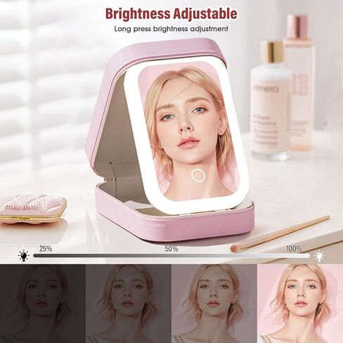 2 in 1 Jewelry Box,Travel Jewelry Case Organizer with LED Makeup Mirror for Girls Women and Travel Essential to Store Ring, Necklace, Earring(White) in Saudi Arabia