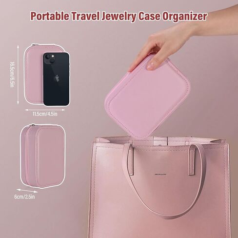 2 in 1 Jewelry Box,Travel Jewelry Case Organizer with LED Makeup Mirror for Girls Women and Travel Essential to Store Ring, Necklace, Earring(White) in Saudi Arabia