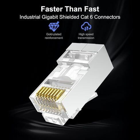 RJ45 Connectors, Cat6 RJ45 Pass Through Connectors, Supports 24 to 26 AWG RJ45 Crimp Ends UTP Network Plug (50 * Cat6 Plug + 50 * Strain Relief) in Saudi Arabia