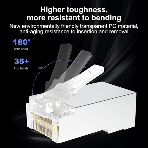 RJ45 Connectors, Cat6 RJ45 Pass Through Connectors, Supports 24 to 26 AWG RJ45 Crimp Ends UTP Network Plug (50 * Cat6 Plug + 50 * Strain Relief) in Saudi Arabia