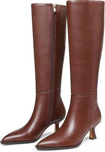 VOMIRA Knee High Boots for Women Black Boots Pointy Toe Kitten Heels Wide Calf Boots 3 In High Heels Long Boots Stiletto Boots Dress Tall Boots in Kuwait