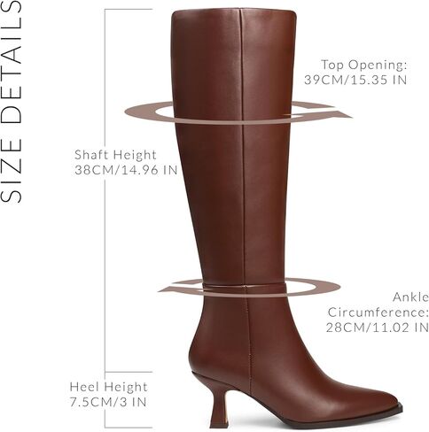 VOMIRA Knee High Boots for Women Black Boots Pointy Toe Kitten Heels Wide Calf Boots 3 In High Heels Long Boots Stiletto Boots Dress Tall Boots in Kuwait