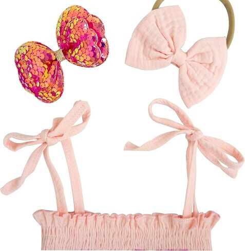 فستان عيد الميلاد الأول للفتيات الصغيرات بدون أكمام وظهر مكشوف مع فيونكة فستان الشمس بطبقات من التول مع عصابات رأس in Kuwait