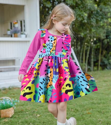 RAISEVERN Toddler Girl Ruffle Dress and Long Sleeve T-Shirt Set with Pocket Size 2-6 Years in Saudi Arabia