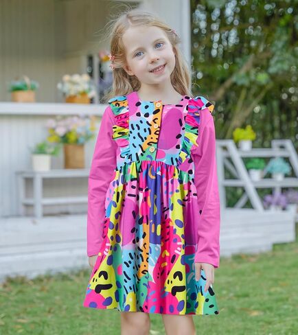 RAISEVERN Toddler Girl Ruffle Dress and Long Sleeve T-Shirt Set with Pocket Size 2-6 Years in Saudi Arabia